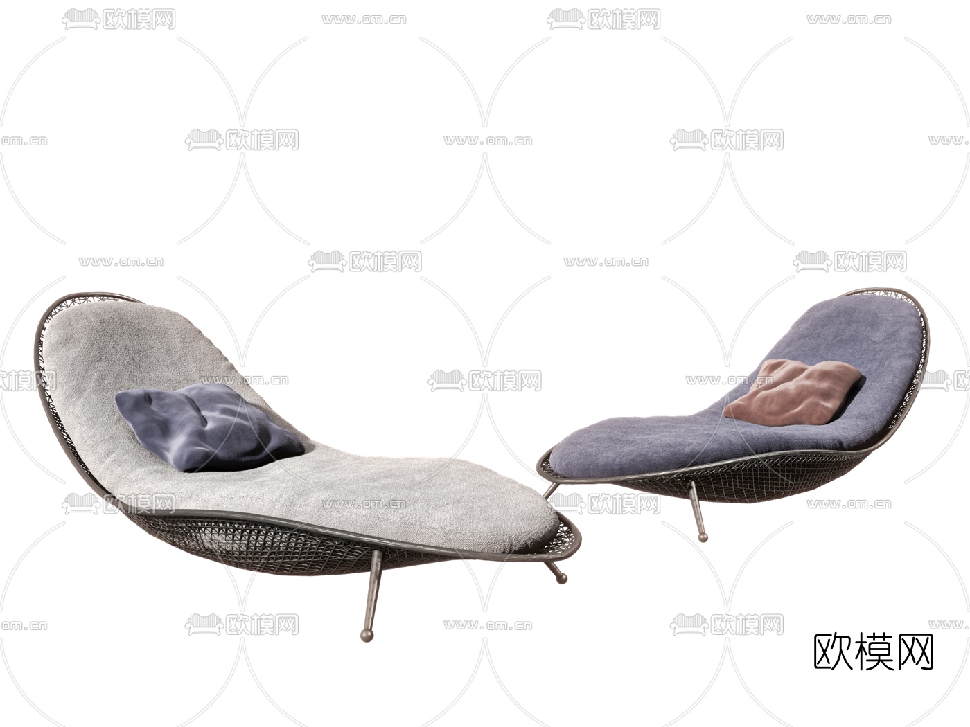 现代户外躺椅su模型下载（渲染图1）