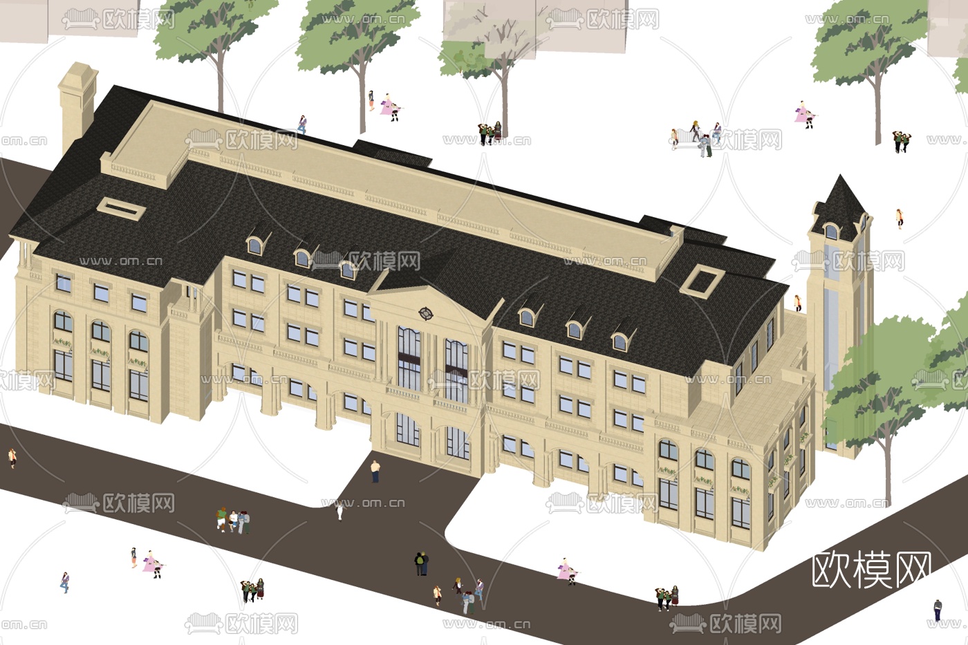 欧式办公楼su模型下载