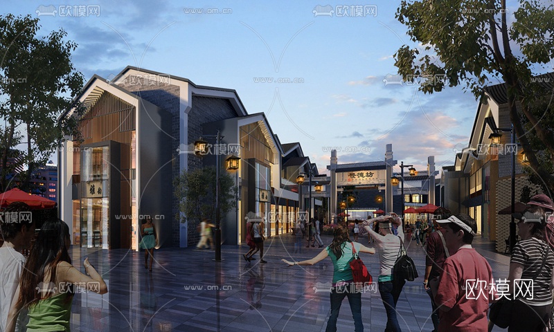 现代文化旅游城鸟瞰su模型下载（渲染图5）