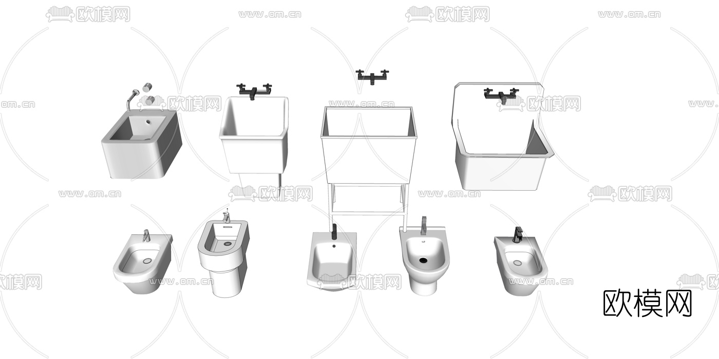 现代小便斗su模型下载