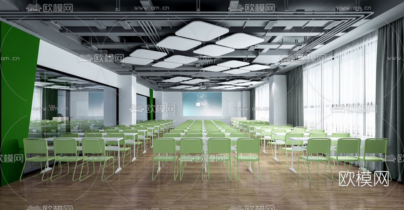 后现代培训中心教室3d模型下载