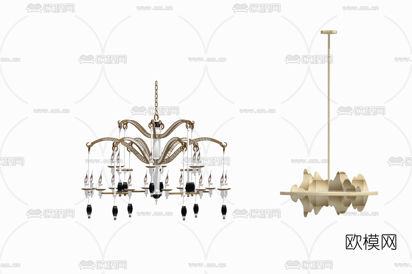 欧式水晶吊灯su模型下载
