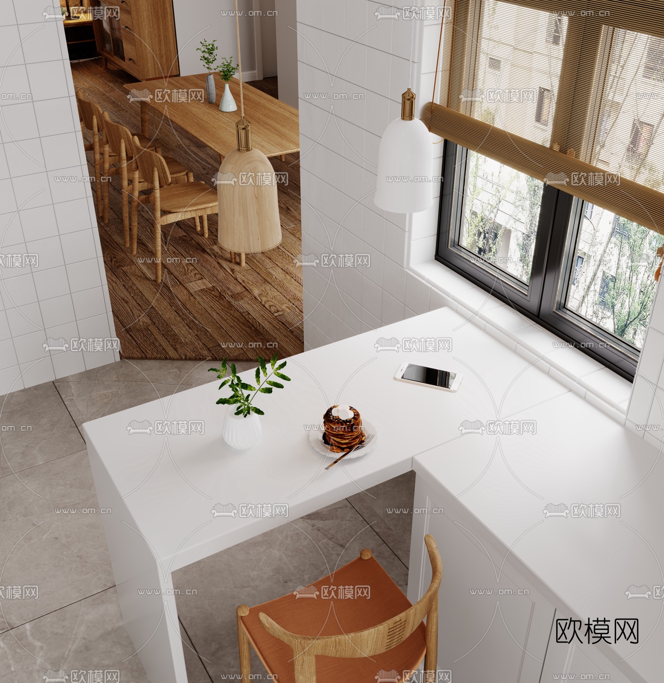 北欧简约客厅餐厅3d模型