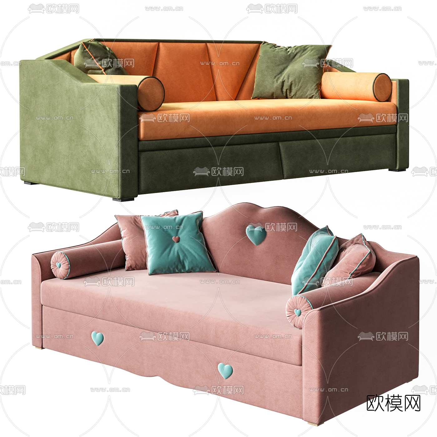 北欧布艺儿童沙发3d模型下载