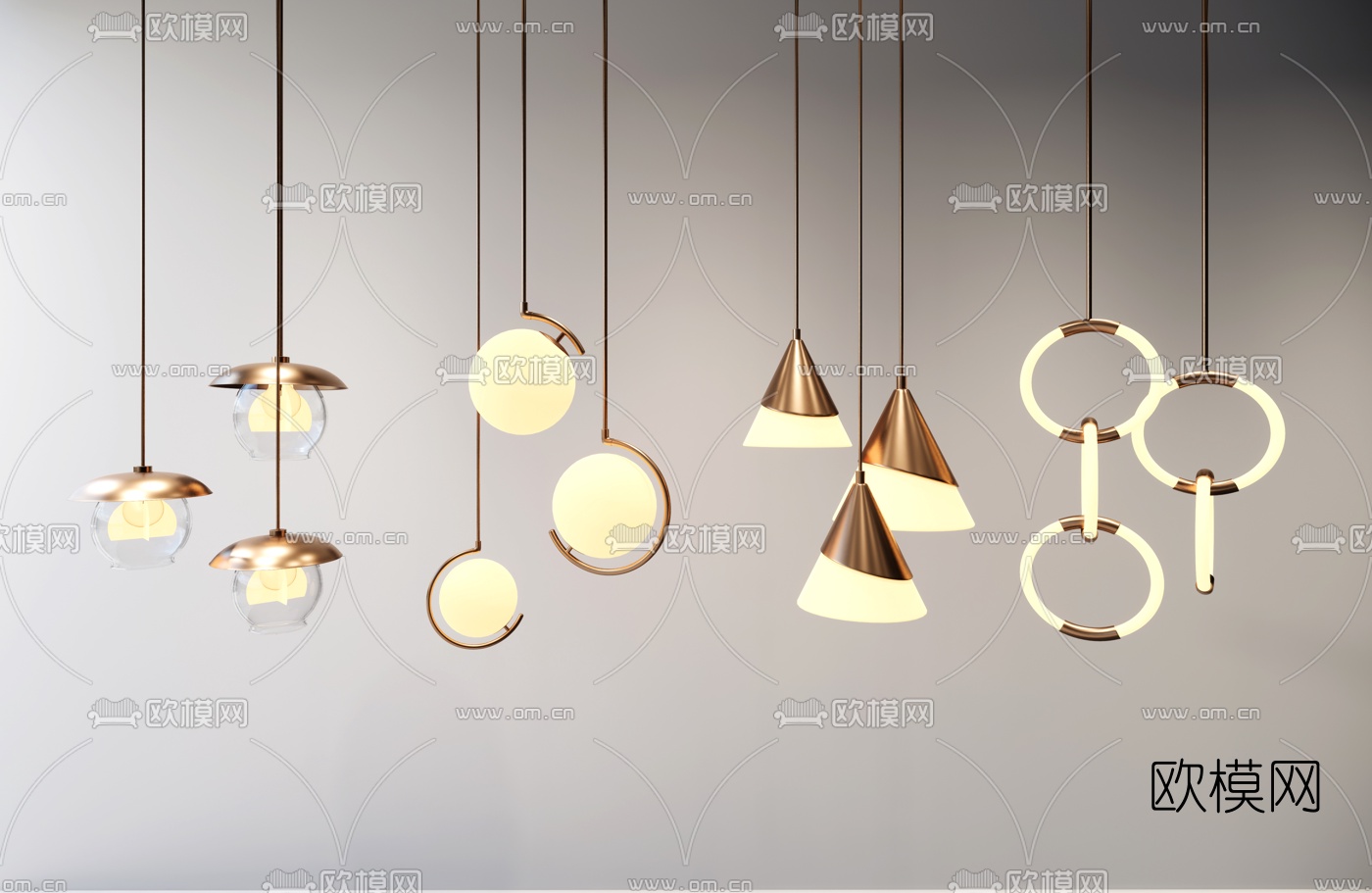 现代金属吊灯su模型
