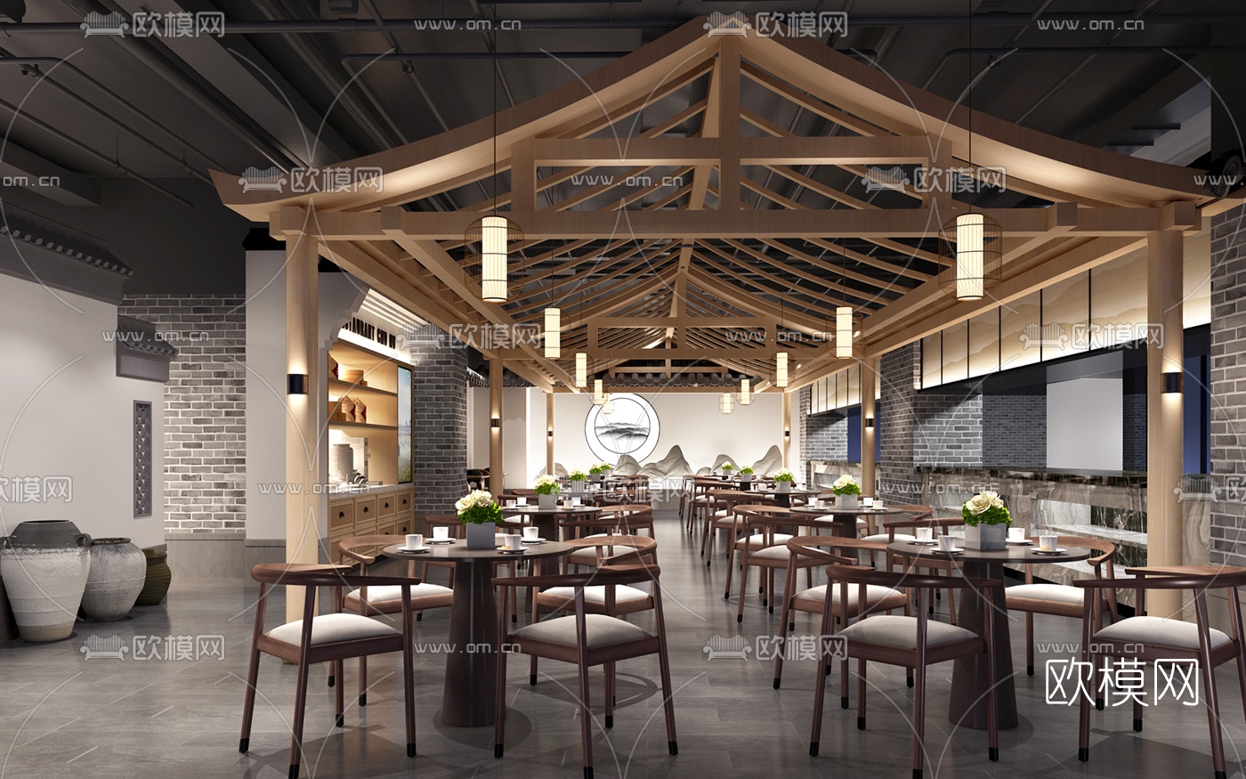 新中式中餐厅3d模型
