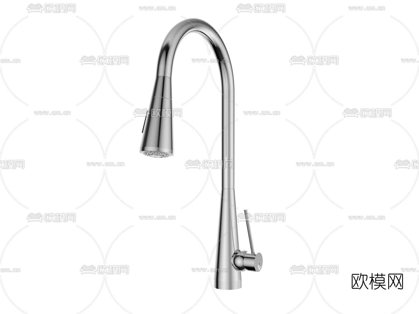 现代不锈钢水龙头3d模型下载（渲染图3）