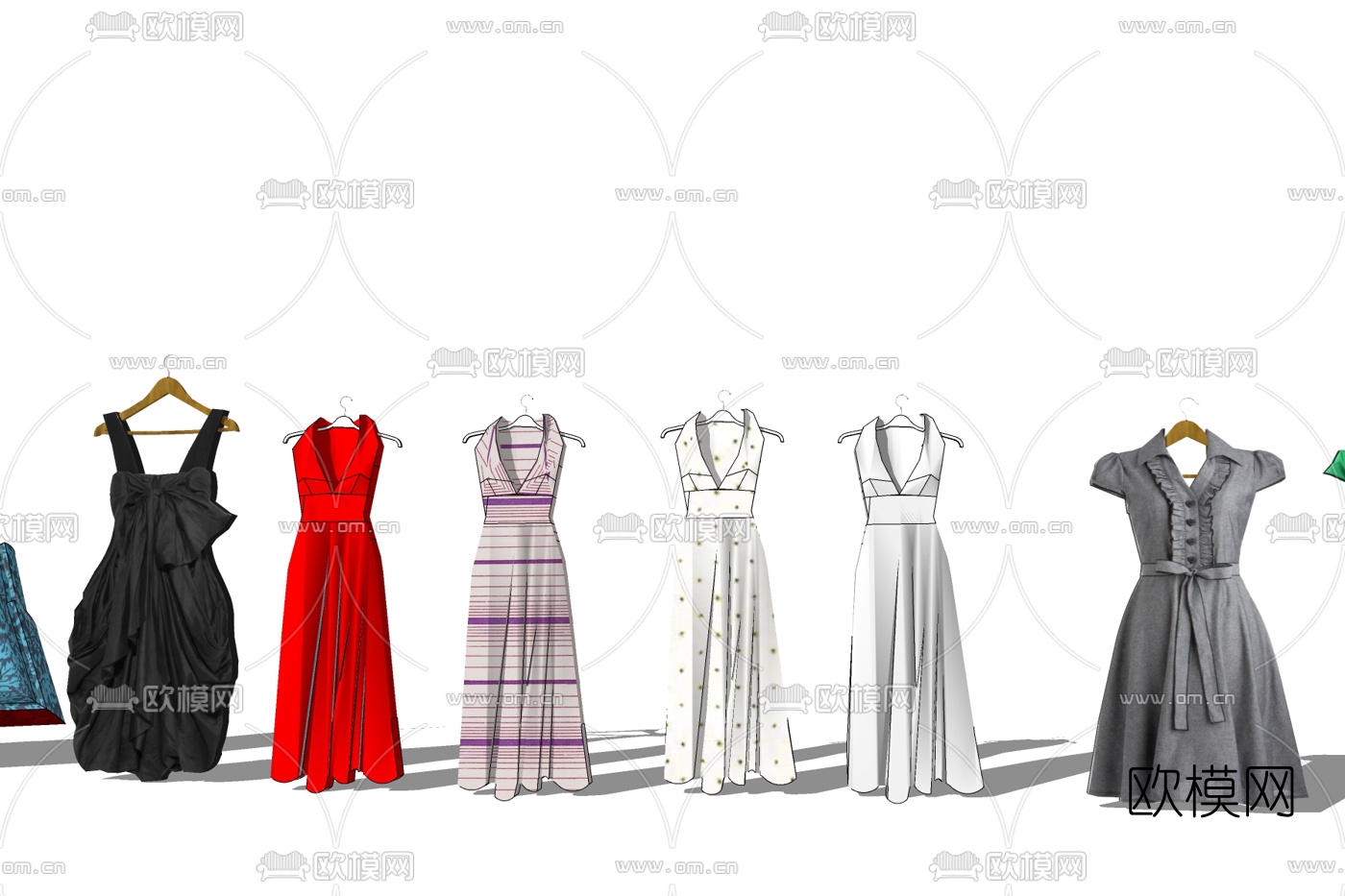 现代女士礼服免费su模型下载