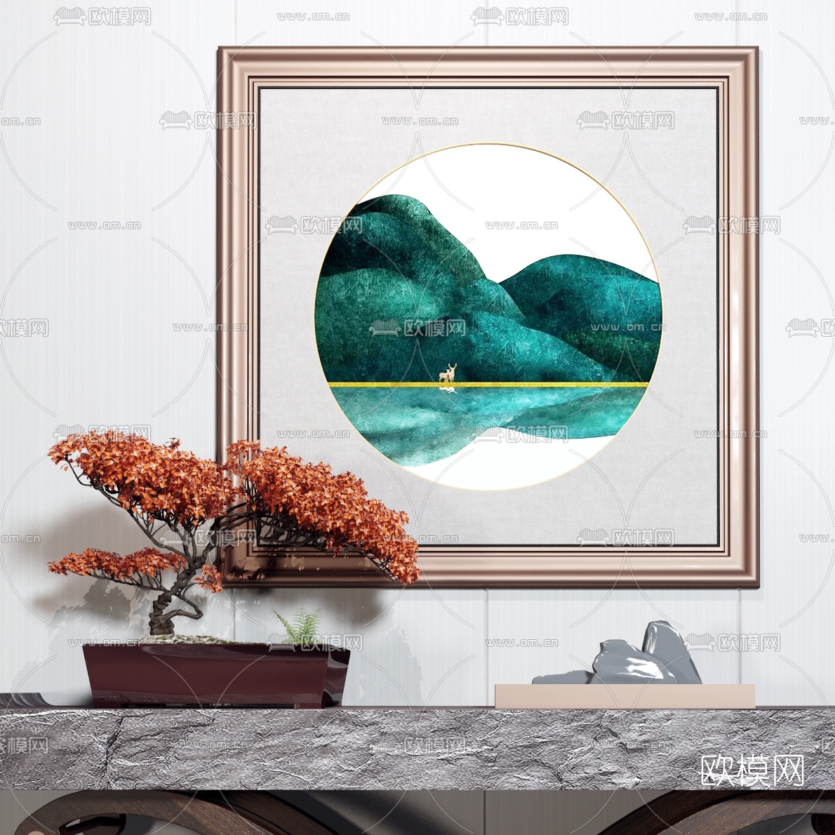 新中式端景台3d模型