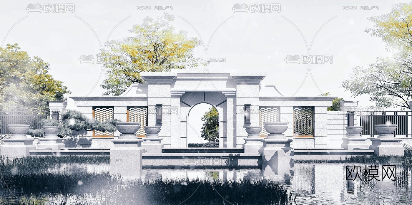 欧式园林景观大门3d模型