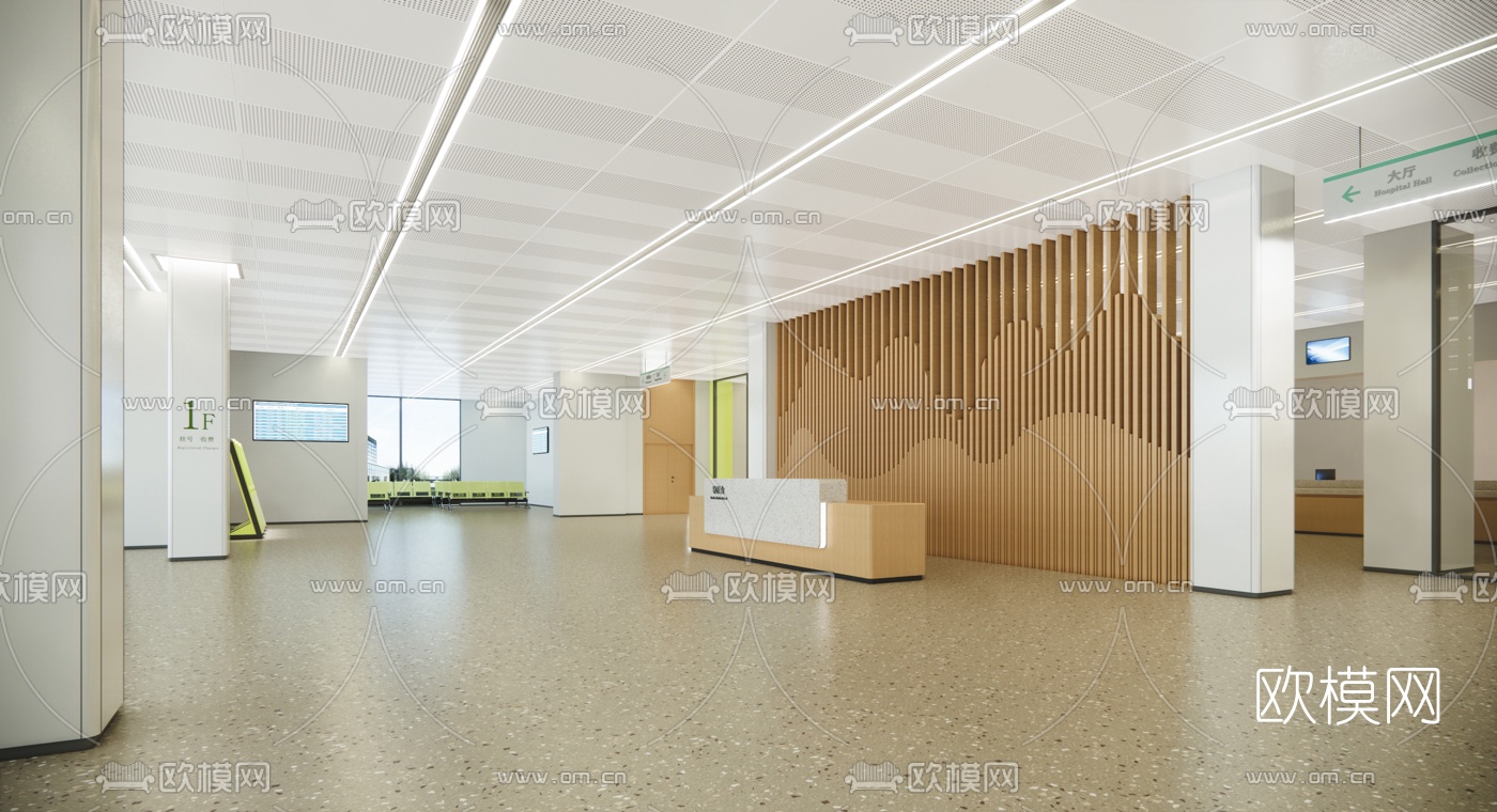 现代医院大厅su模型下载（渲染图2）