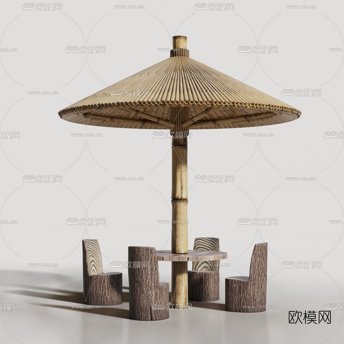 自然风户外休闲桌椅3d模型