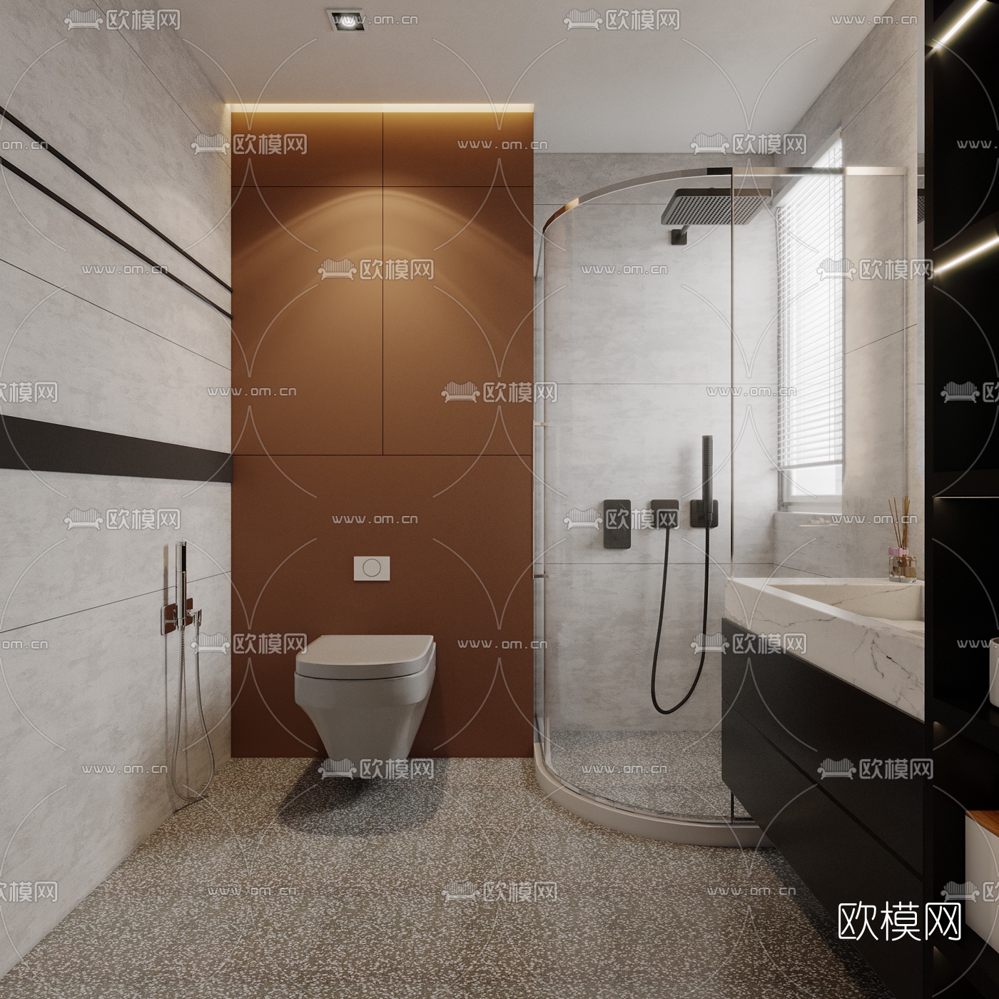 现代卫生间浴室3d模型