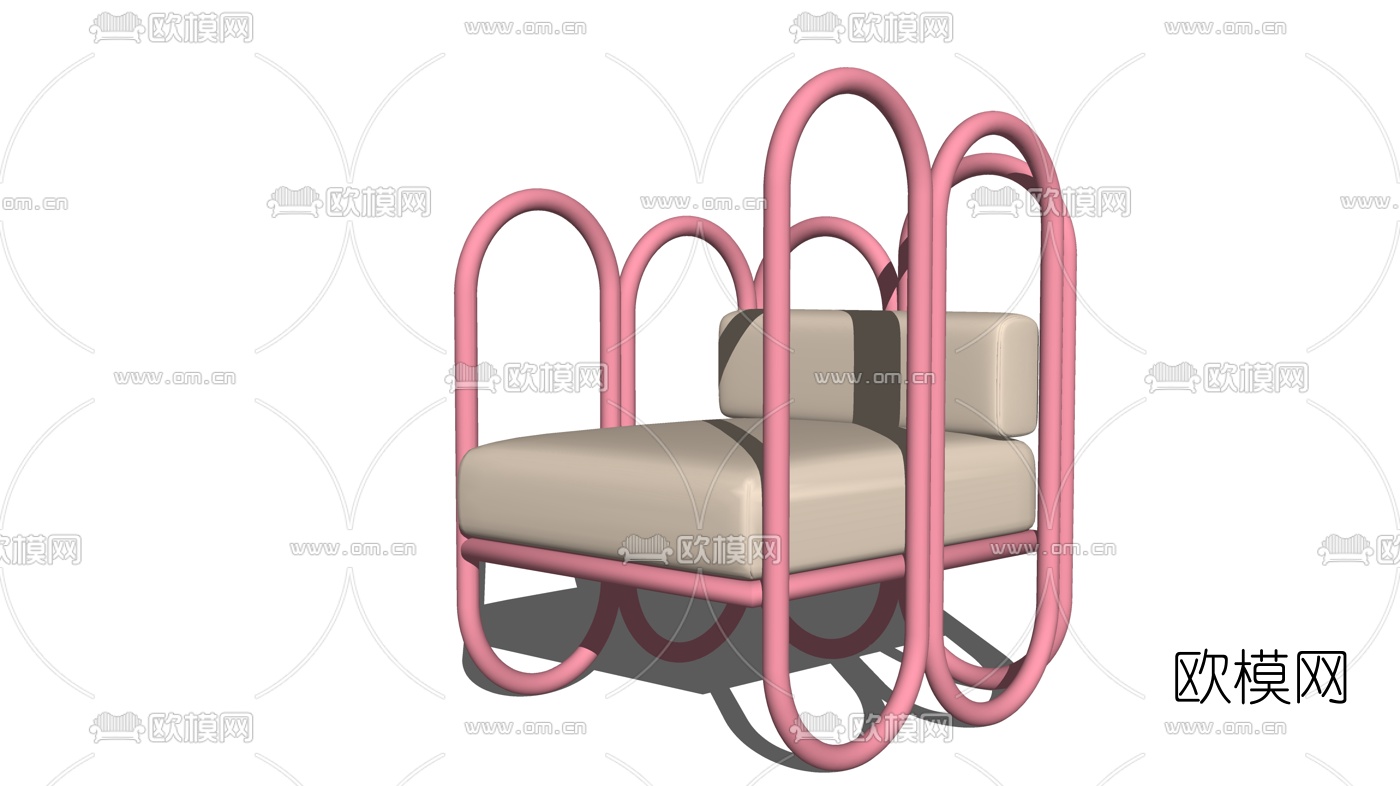 现代布艺儿童沙发su模型下载（渲染图2）