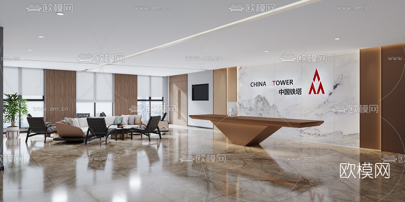现代前台大厅3d模型