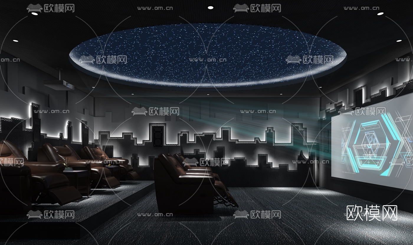 现代家庭视听室3d模型
