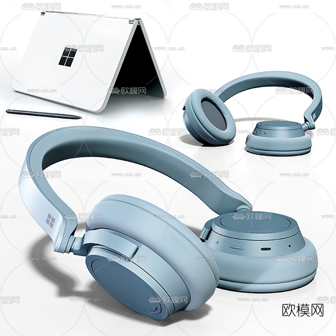 现代平板电脑耳机3d模型