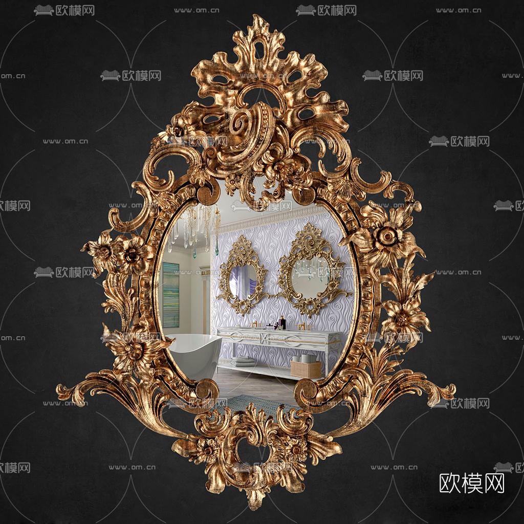 欧式雕花装饰镜子3d模型
