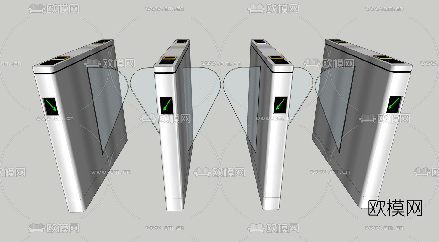 现代安检闸门闸机su模型-免费3dmax模型库-欧模网