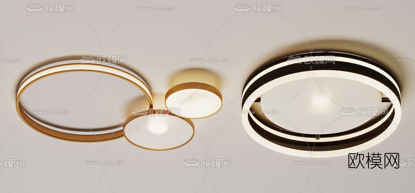 现代时尚吸顶灯3d模型下载（渲染图2）
