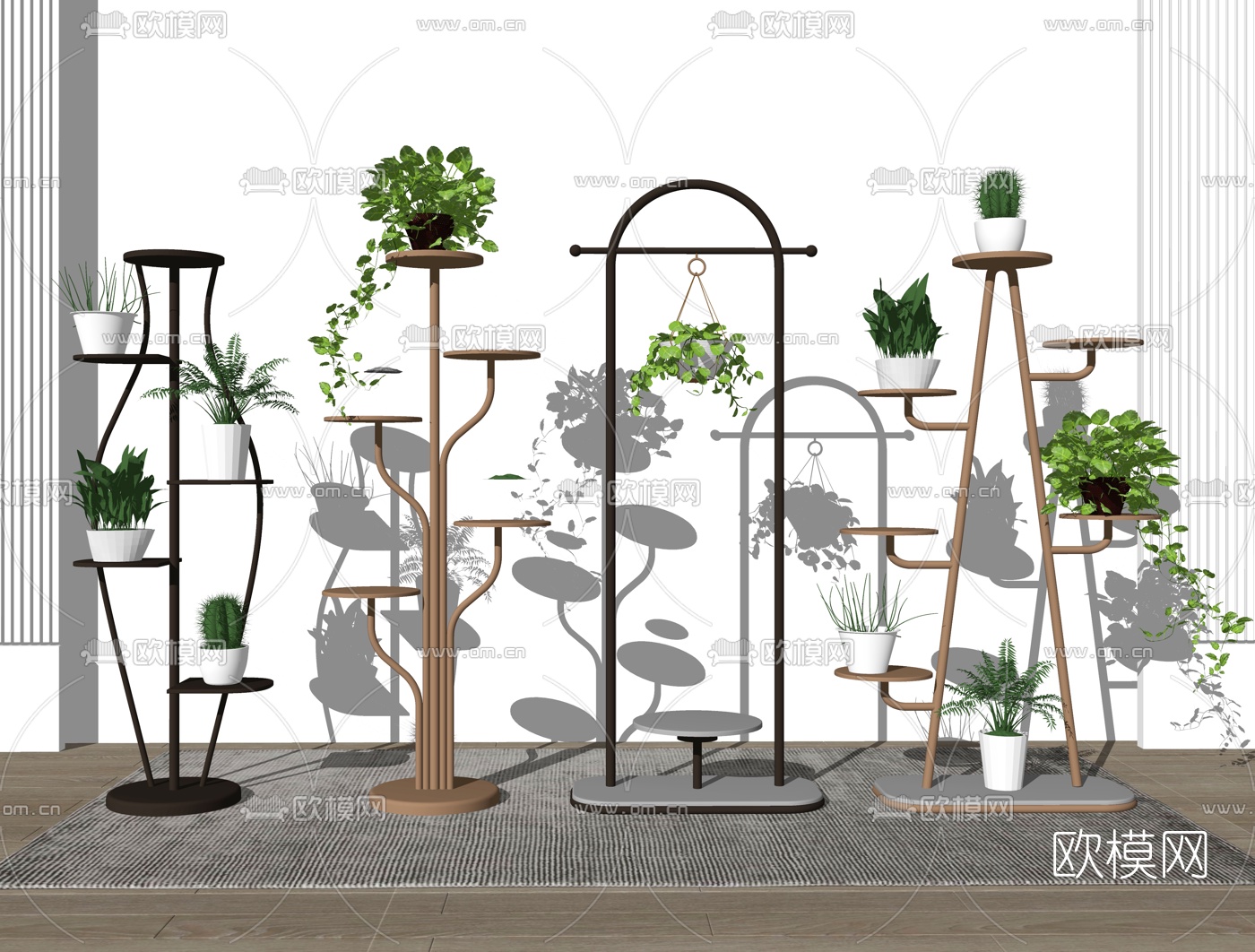 现代绿植盆栽su模型下载