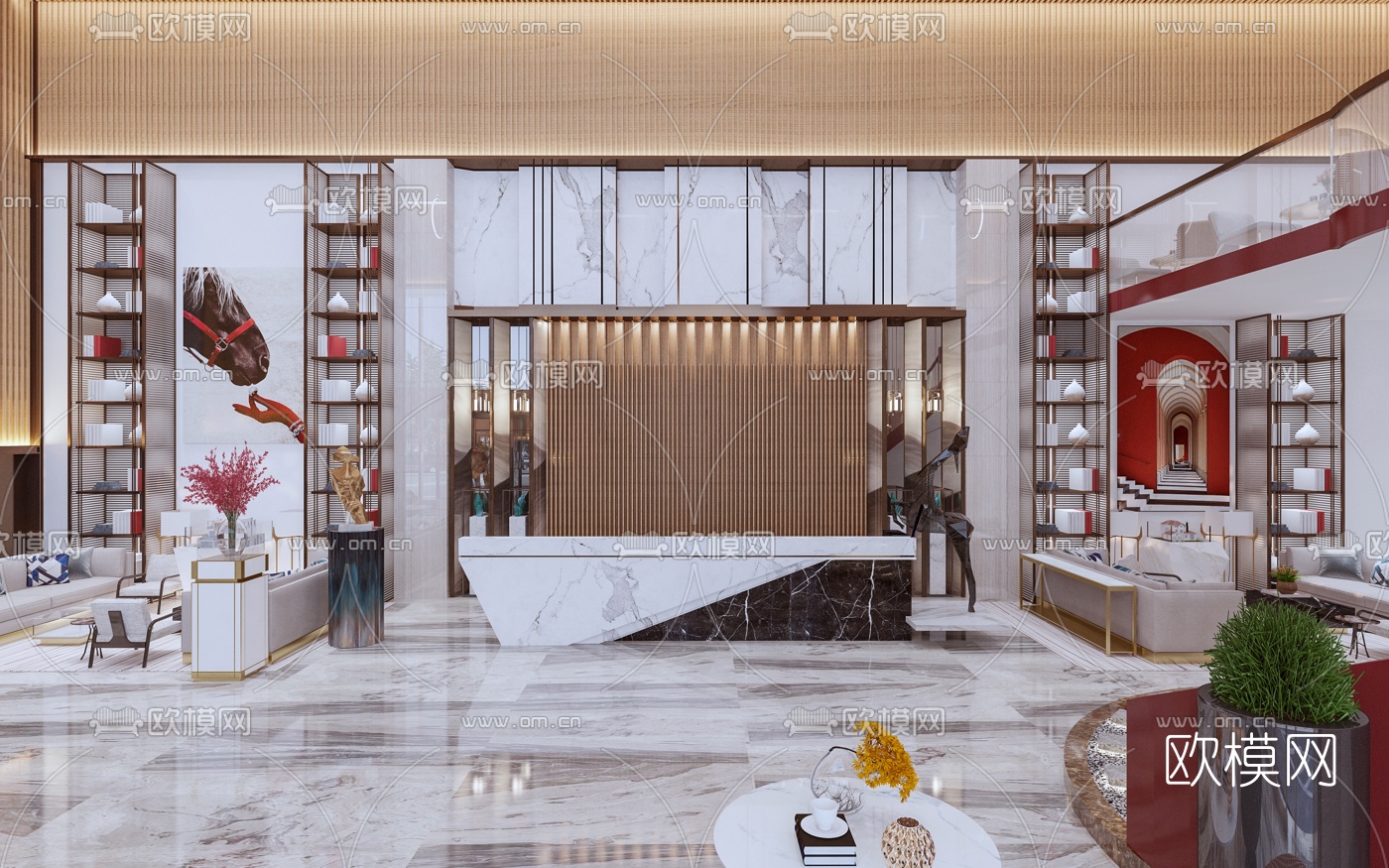 现代轻奢售楼处3d模型下载（渲染图2）