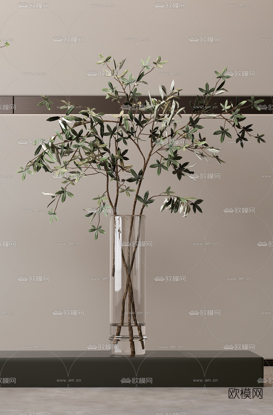 现代树枝花瓶插花3d模型下载（渲染图3）