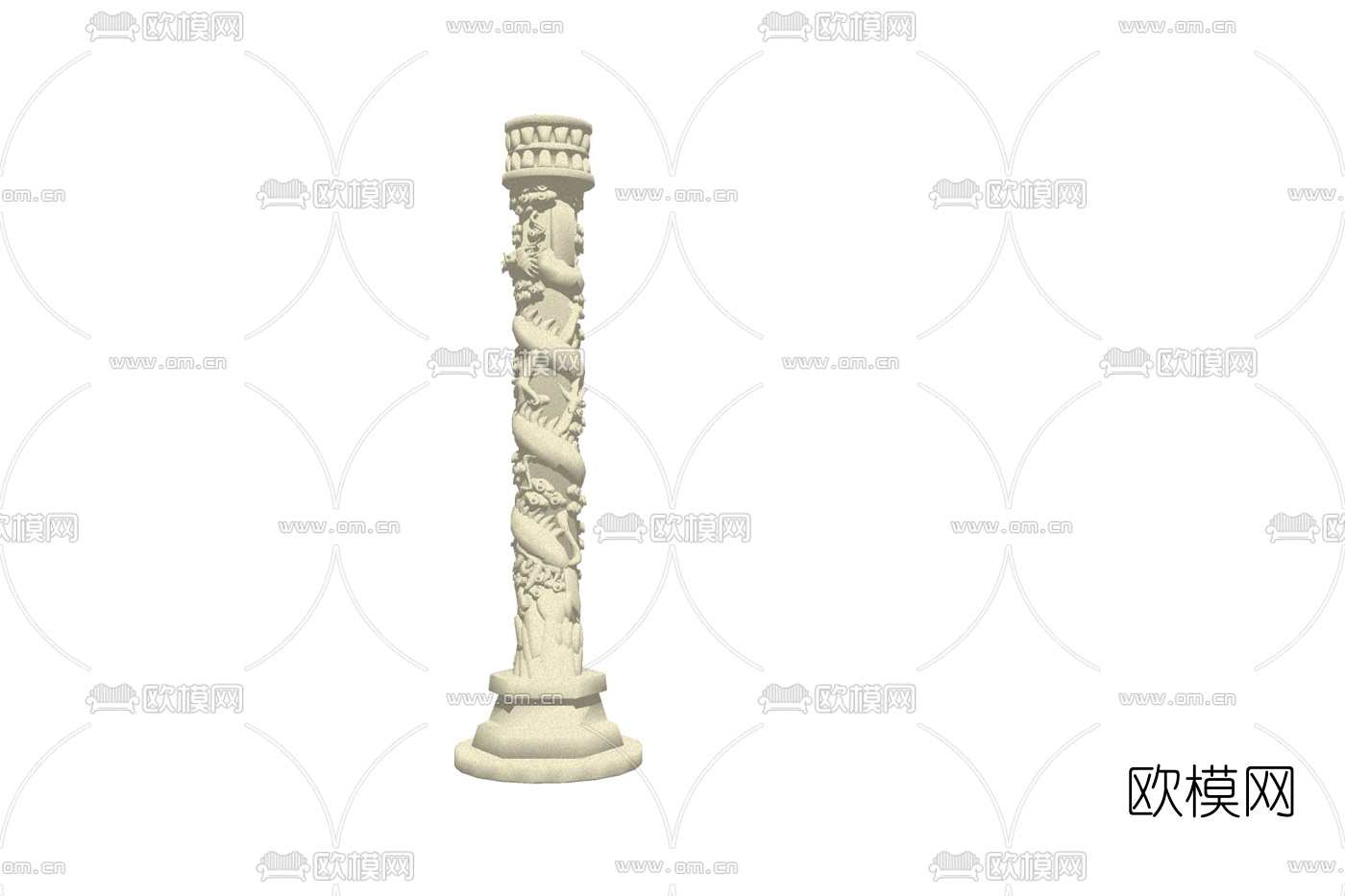 中式盘龙柱子su模型下载