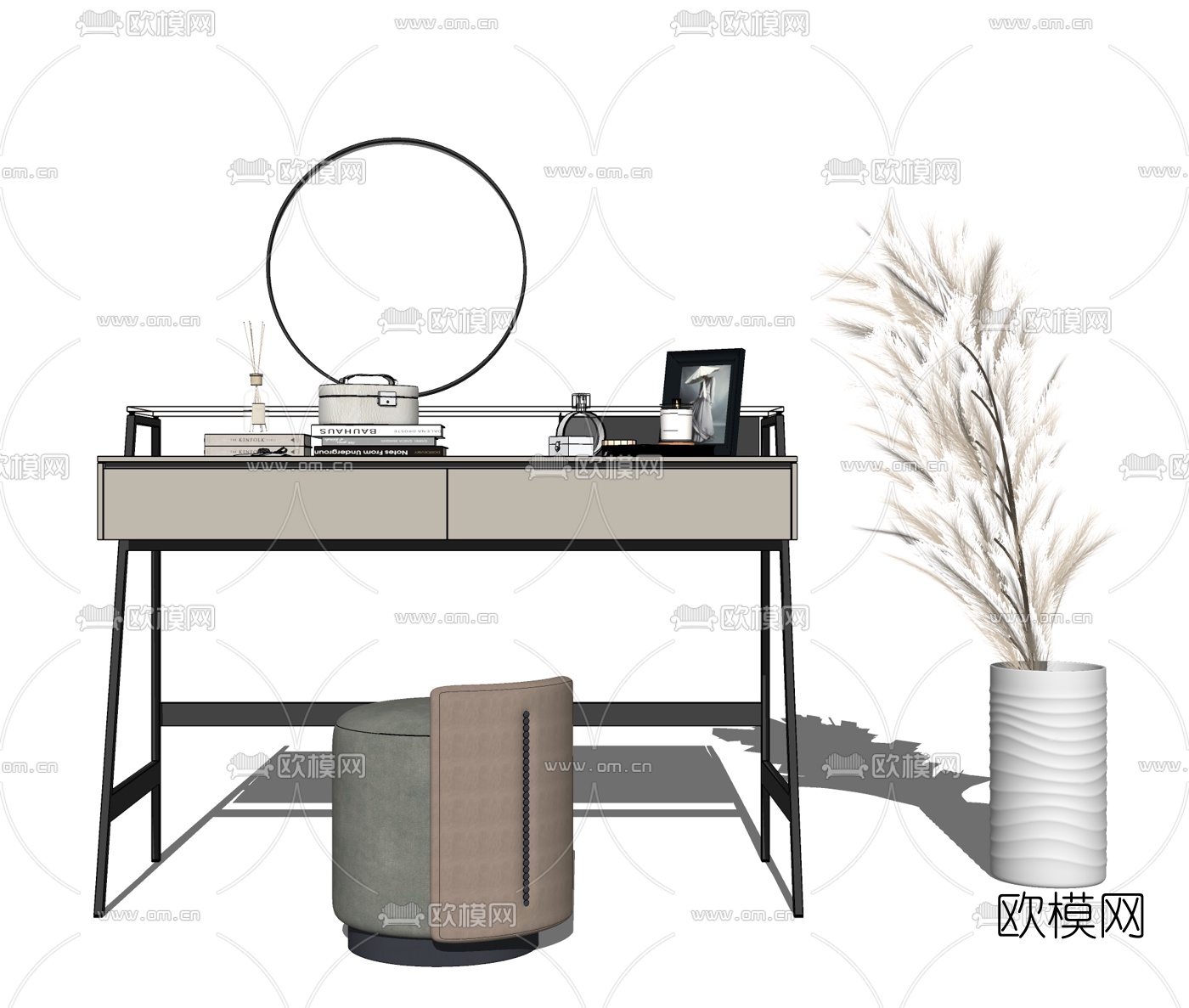 现代梳妆台su模型下载