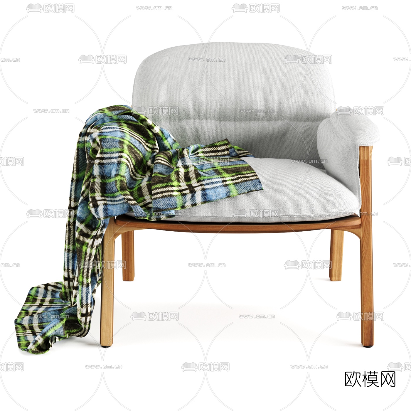 北欧休闲扶手椅3d模型下载（渲染图1）