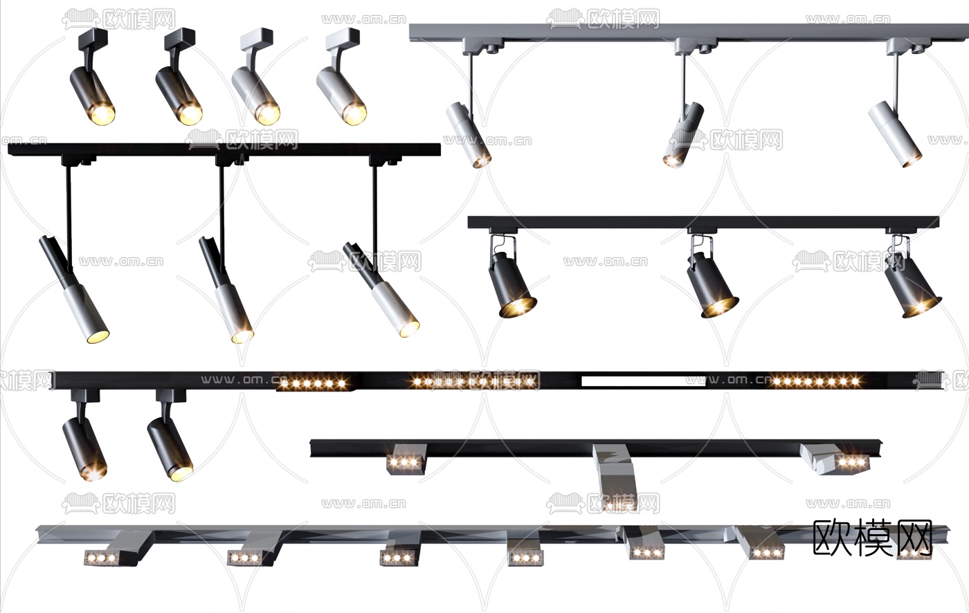 现代轨道射灯3d模型下载