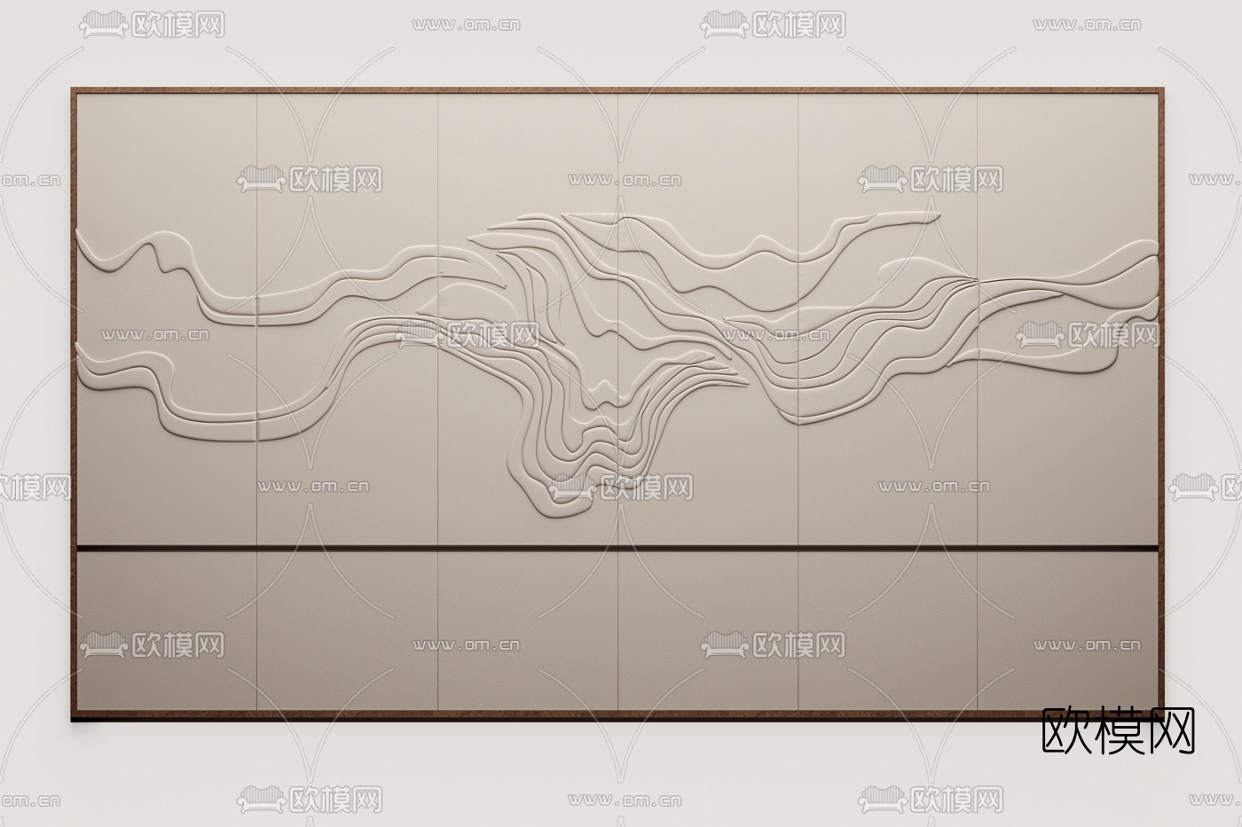 新中式山水纹皮雕3d模型