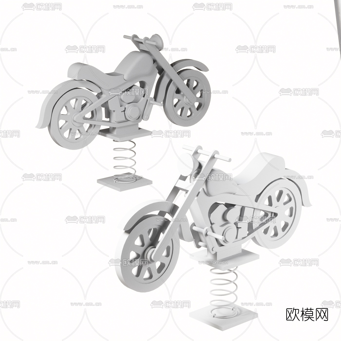 北欧实木摩托车摆件3d模型下载（渲染图2）