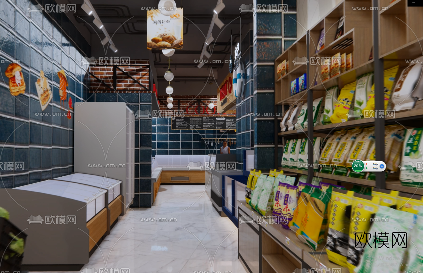 现代超市商场su模型下载（渲染图2）