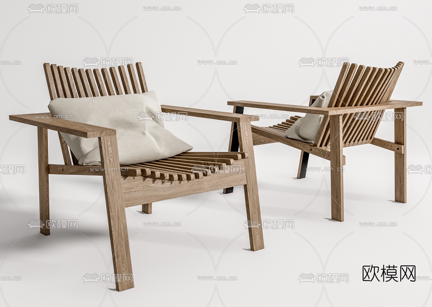 现代实木休闲椅su模型