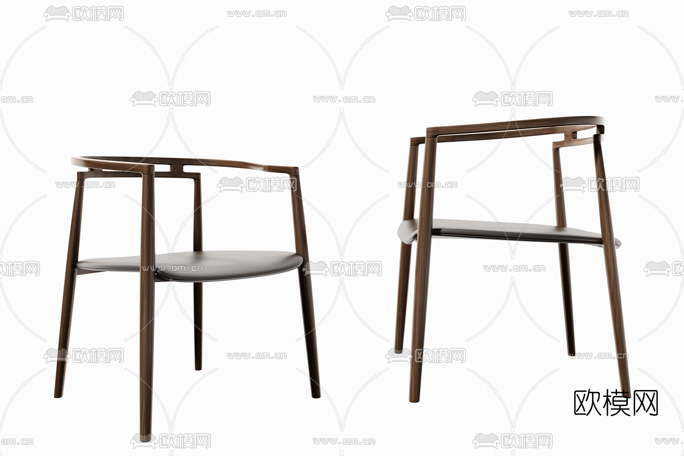 新中式实木单椅3d模型下载