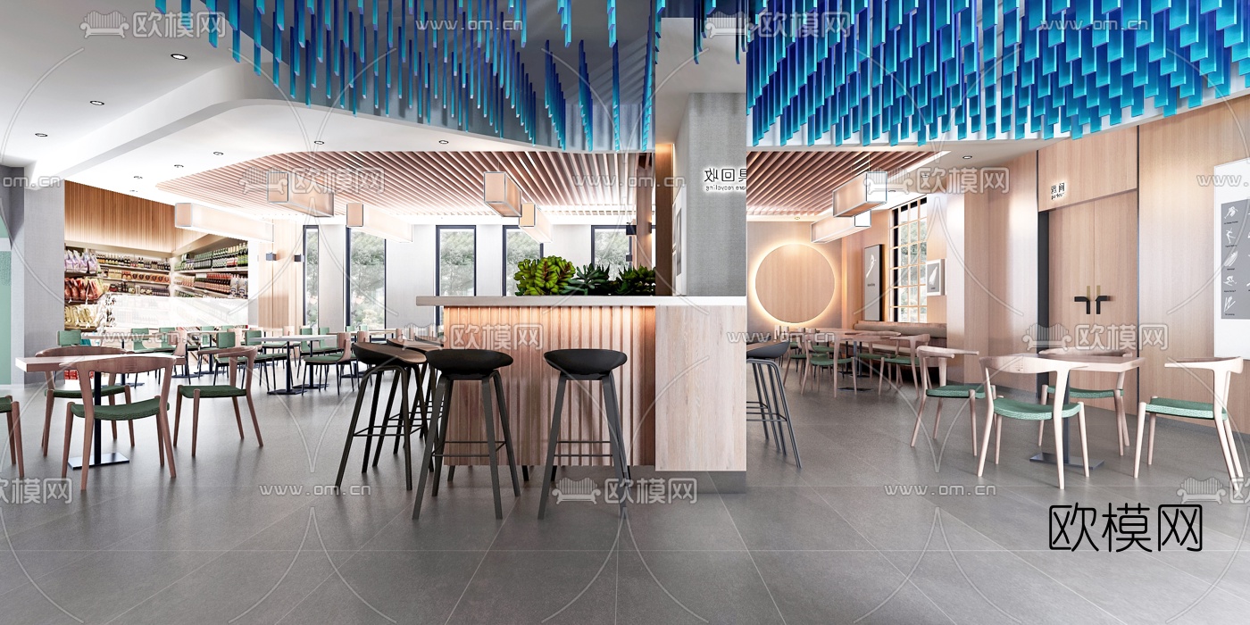 现代快餐厅3d模型下载（渲染图1）