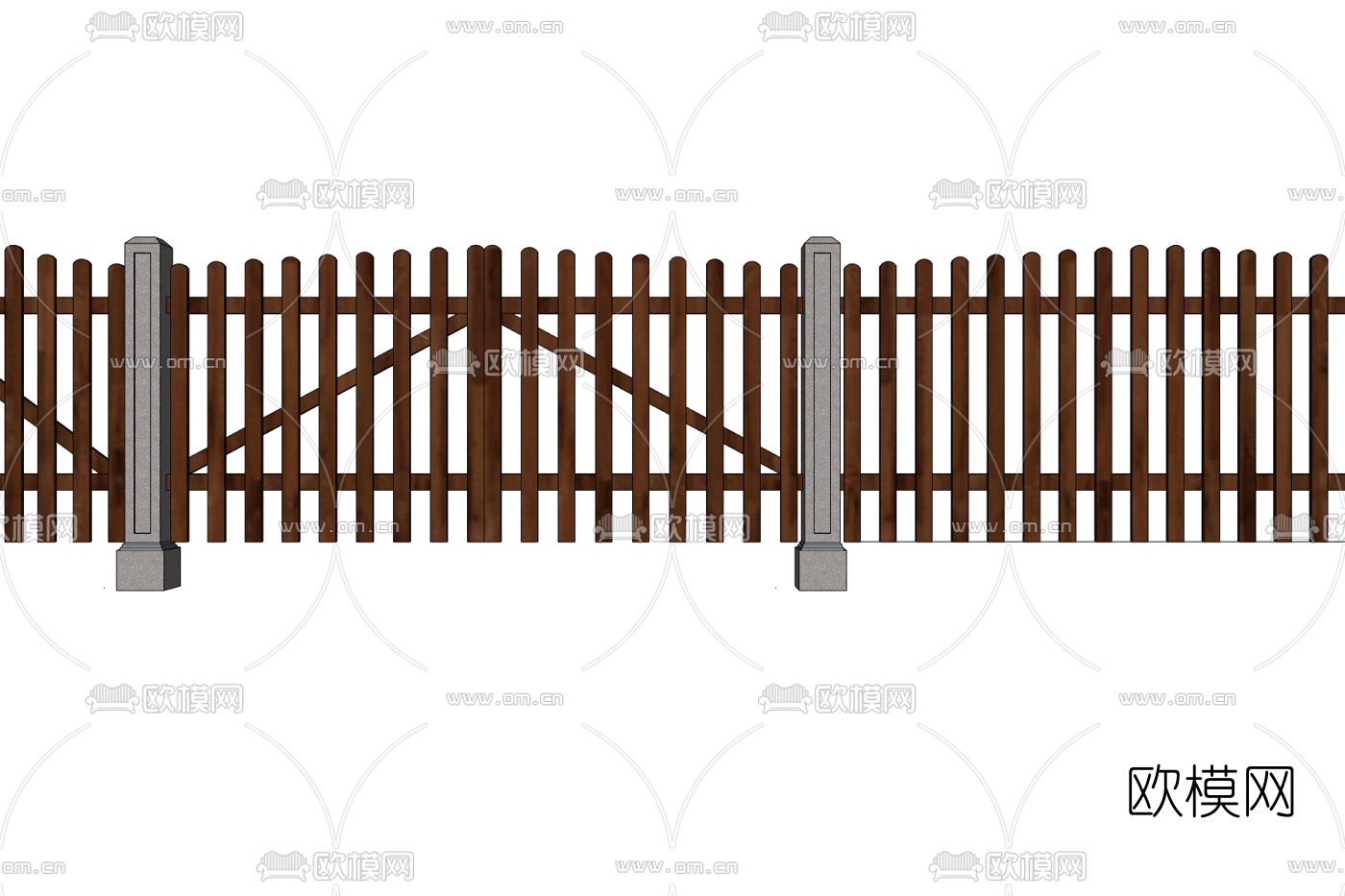现代木质护栏免费su模型下载