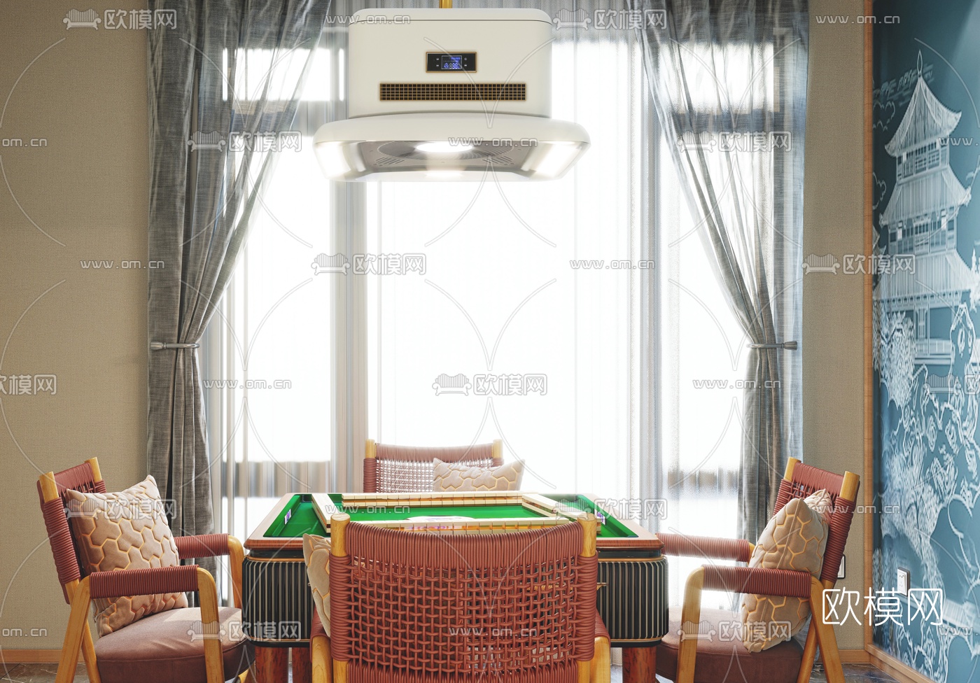 日式麻将室棋牌室3d模型下载（渲染图2）