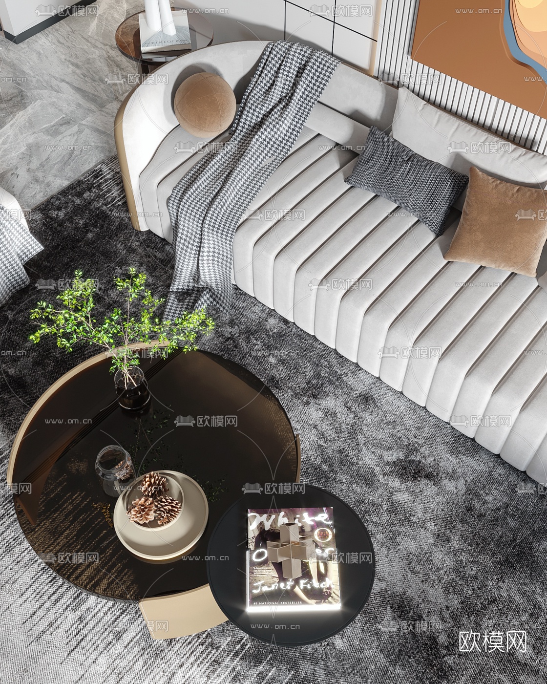 现代客厅餐厅3d模型