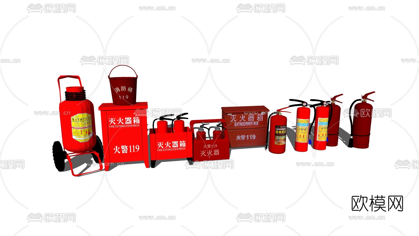 现代消防灭火器su模型下载