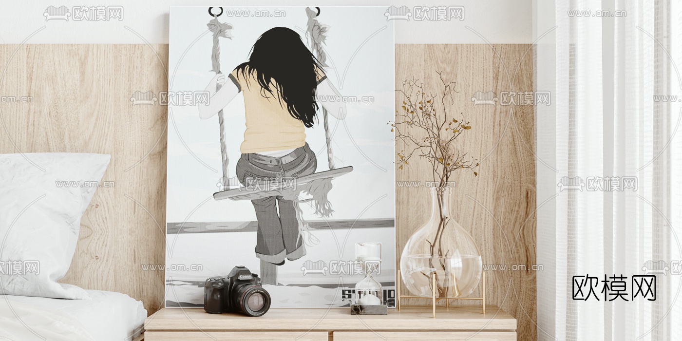 日式榻榻米卧室3d模型下载（渲染图2）