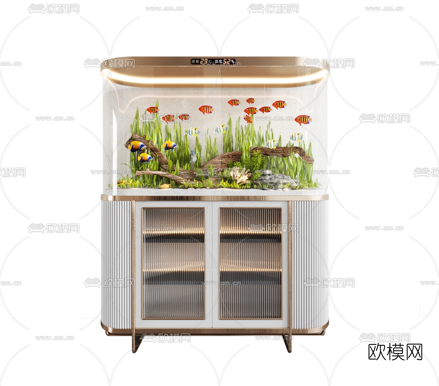 现代鱼缸水族组合3d模型下载