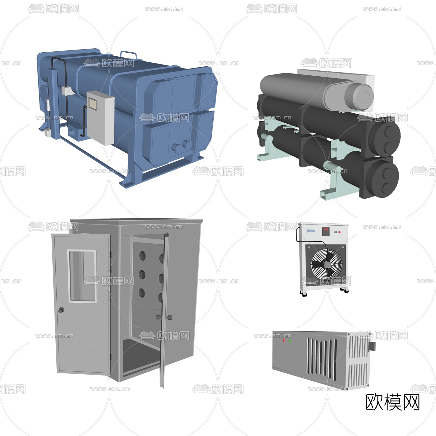现代式机电设备su模型下载（渲染图1）