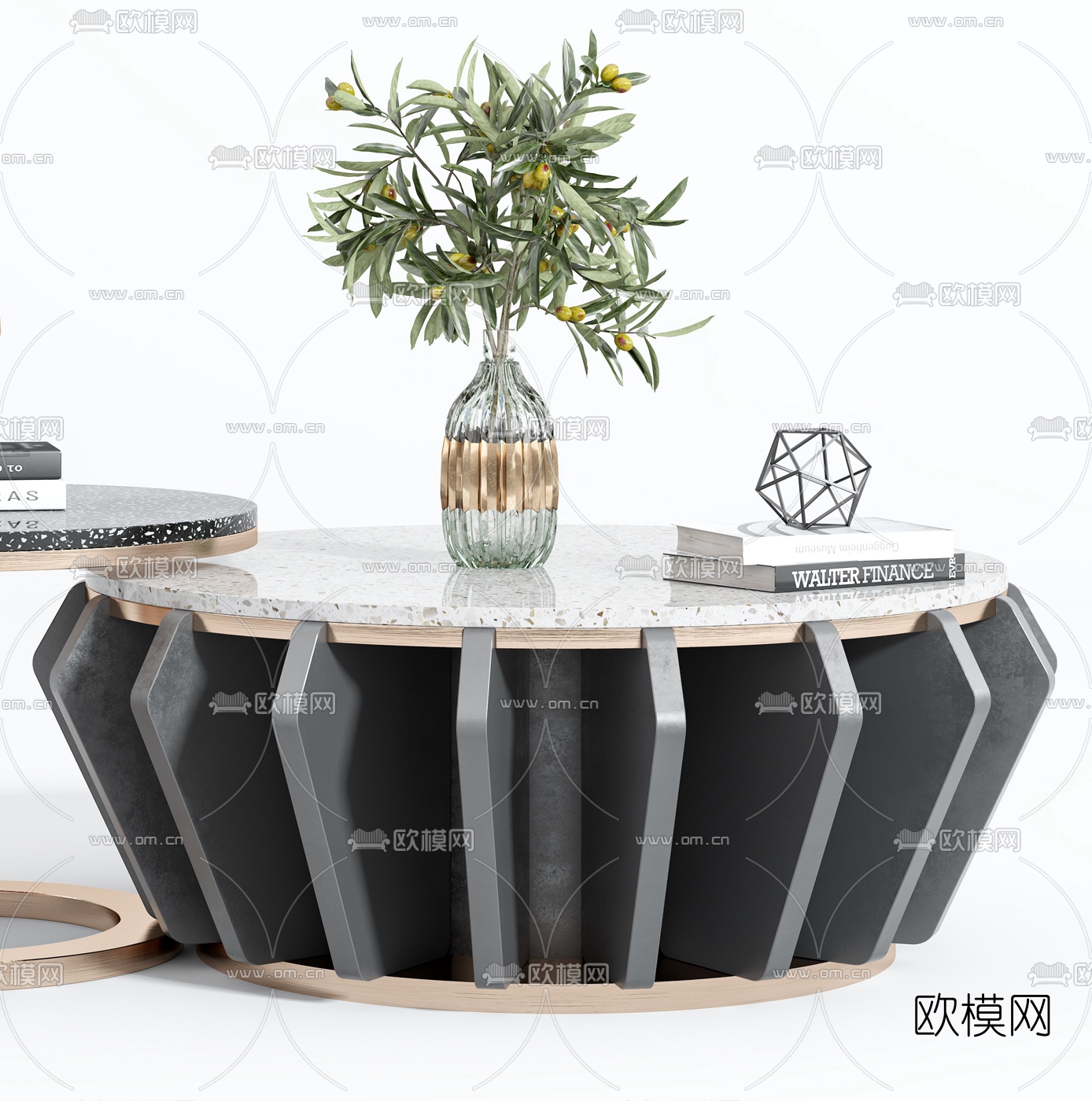 现代大理石茶几3d模型