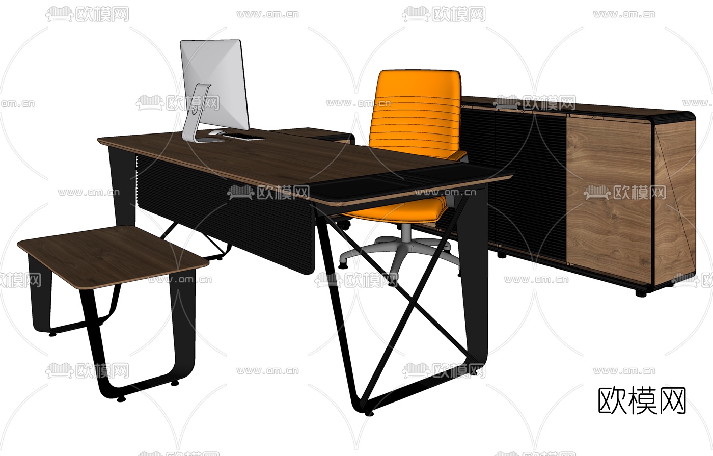 现代书桌椅su模型下载（渲染图2）