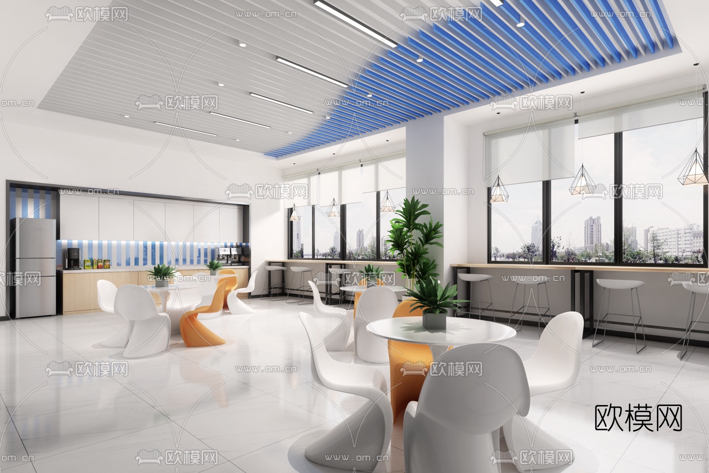 现代简约办公休息区3d模型下载