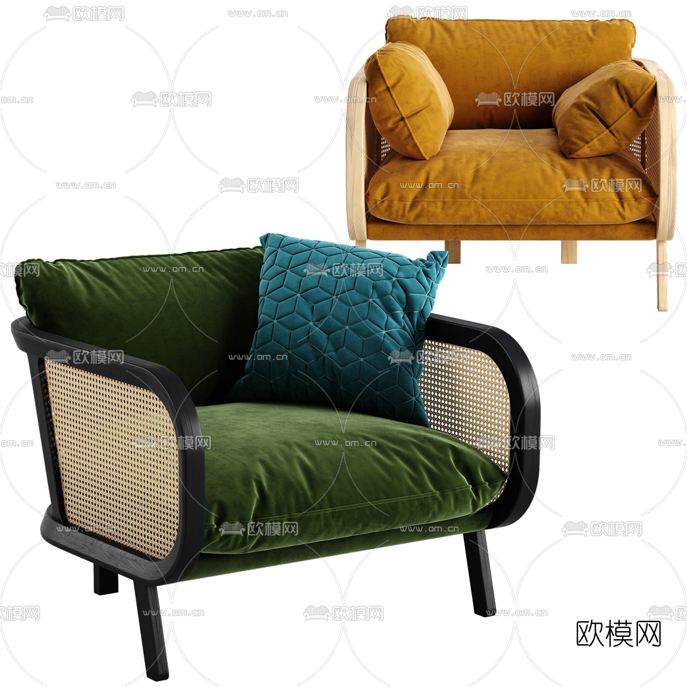 Reflex 北欧藤编休闲椅3d模型下载_ID10291113_3dmax免费模型-欧模网