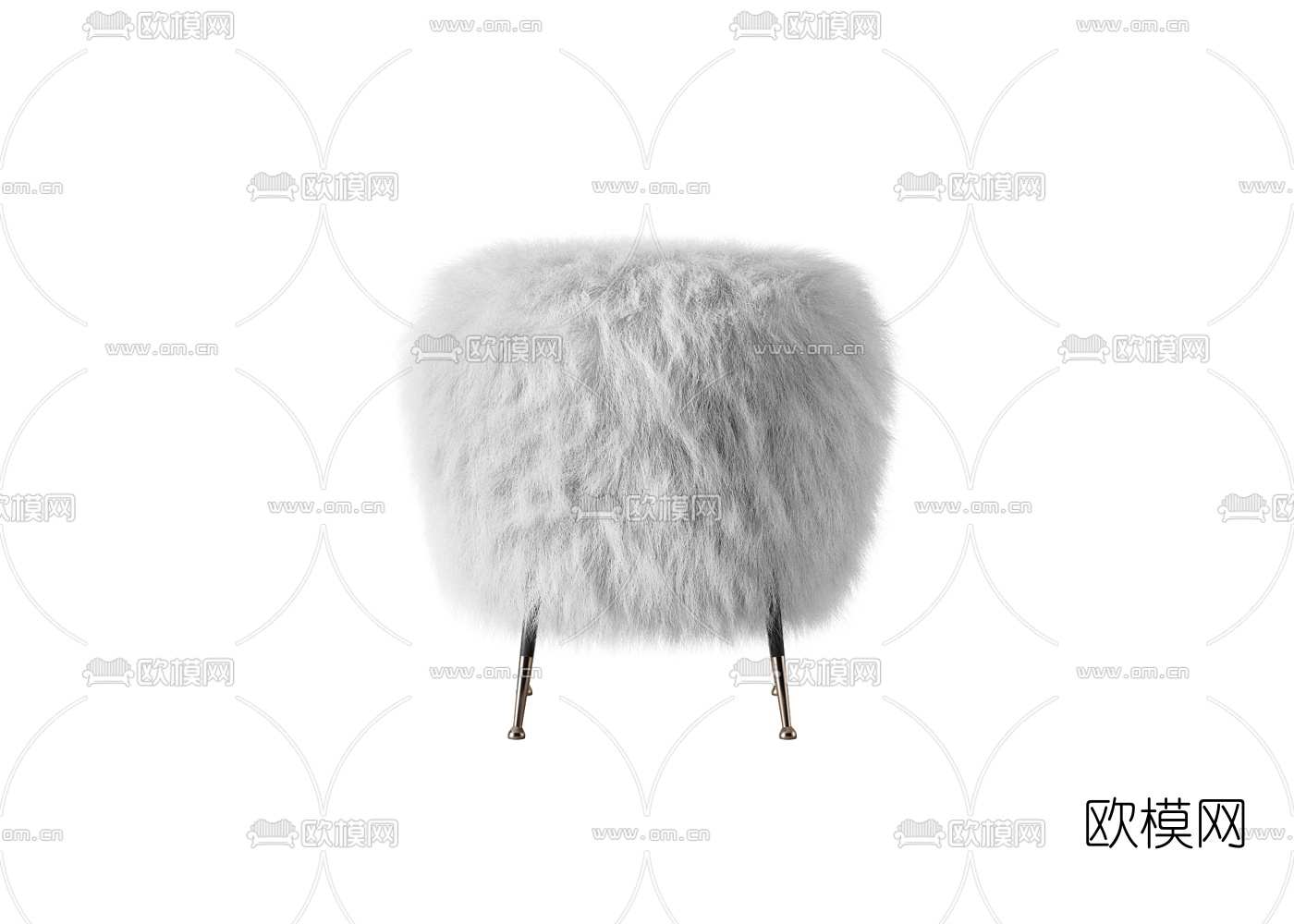 现代毛绒圆凳3d模型下载