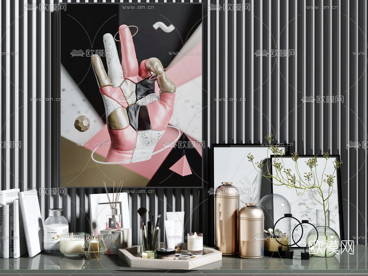 现代装饰画化妆品香薰摆件3d模型下载